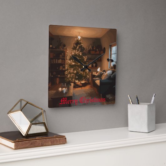Yuletide Charm Quadratische Wanduhr (Büro)