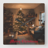 Yuletide Charm Quadratische Wanduhr (Vorderseite)