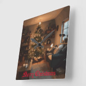 Yuletide Charm Quadratische Wanduhr (Winkel)