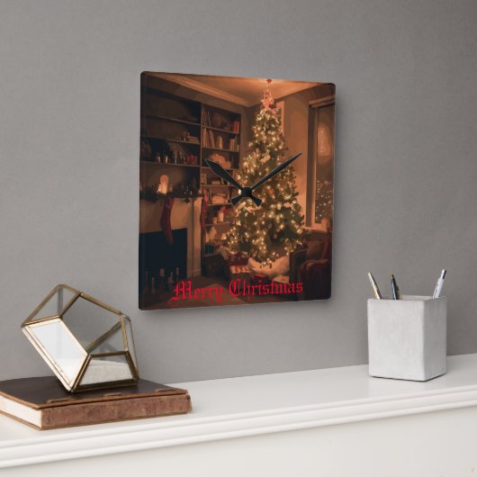 Yuletide Charm Quadratische Wanduhr (Büro)