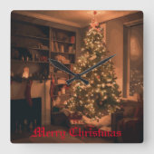 Yuletide Charm Quadratische Wanduhr (Vorderseite)