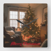 Yuletide Charm Quadratische Wanduhr (Vorderseite)
