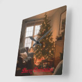 Yuletide Charm Quadratische Wanduhr (Winkel)
