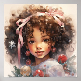 Yuletide Elegance - Black Child Beauty Poster