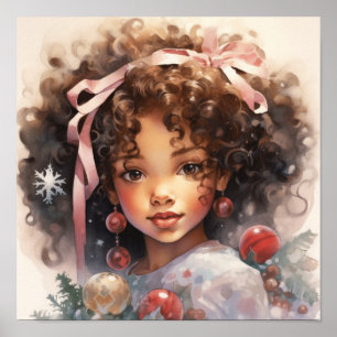 Yuletide Elegance - Black Child Beauty Poster