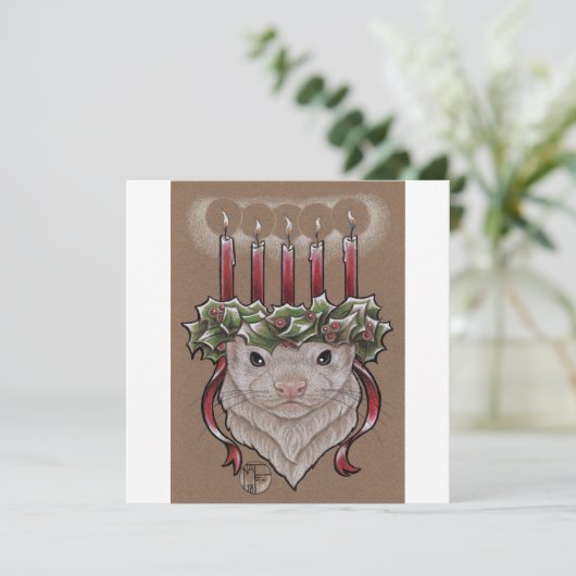 Yuletide Frettchen-Weihnachtskarte Dankeskarte (Stehend Vorderseite)