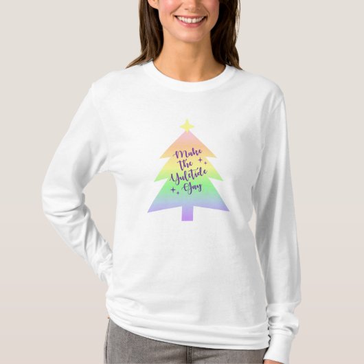 Yuletide Gay Pastel Rainbow T-Shirt (Vorderseite)