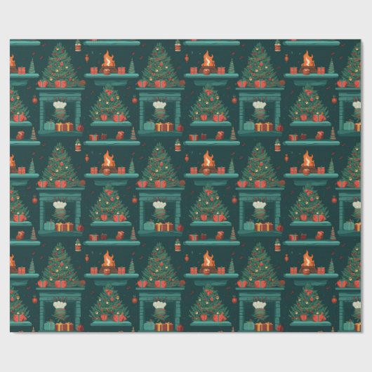 Yuletide Glow Fireplace Festivals Geschenke Geschenkpapier (Flach)