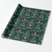 Yuletide Glow Fireplace Festivals Geschenke Geschenkpapier (Ungerollt)