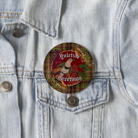 Yuletide Greetings Northern Flicker Button (Beispiel)