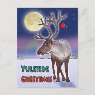 Yuletide Greetings Reindeer Under the Moon Postkarte