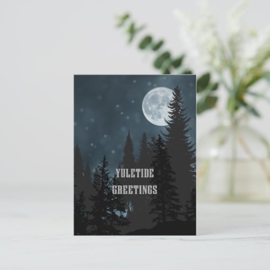 Yuletide Greetings - Weihnachten Moon Postkarte (Stehend Vorderseite)
