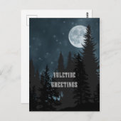 Yuletide Greetings - Weihnachten Moon Postkarte (Vorne/Hinten)