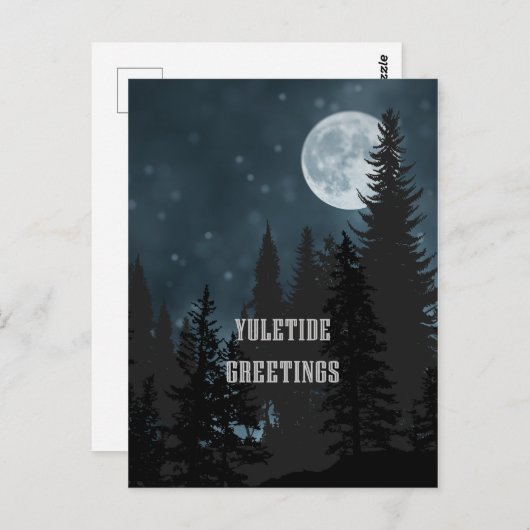 Yuletide Greetings - Weihnachten Moon Postkarte (Vorne/Hinten)
