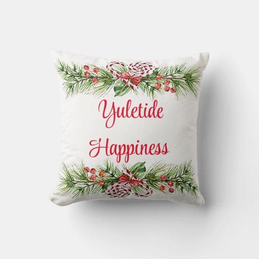 Yuletide Happy Throw Kissen (Vorderseite)