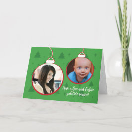 Yuletide Holiday Season Green mit Foto Ornamente Karte