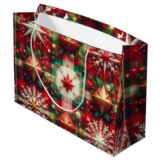 Yuletide Joy Große Geschenktüte (Rückseite Schrägansicht)