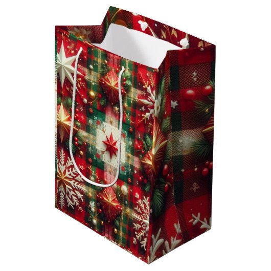 Yuletide Joy Mittlere Geschenktüte (Vorderseite Schrägansicht)