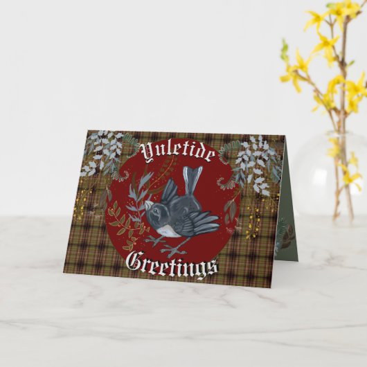 Yuletide Junco Bird Karte (Gelbe Blume)