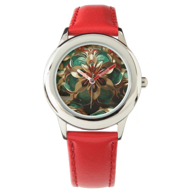 Yuletide Opulence: Goldene Weihnachtsdinge Armbanduhr (Vorderseite)
