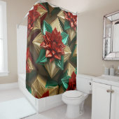 Yuletide Opulence: Goldene Weihnachtsdinge Duschvorhang (Beispiel)