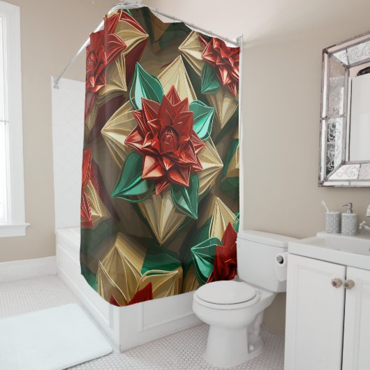 Yuletide Opulence: Goldene Weihnachtsdinge Duschvorhang (Beispiel)