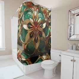 Yuletide Opulence: Goldene Weihnachtsdinge Duschvorhang