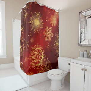 Yuletide Opulence: Goldene Weihnachtsdinge Duschvorhang