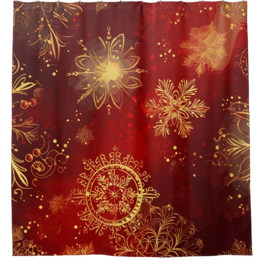 Yuletide Opulence: Goldene Weihnachtsdinge Duschvorhang (Vorderseite)