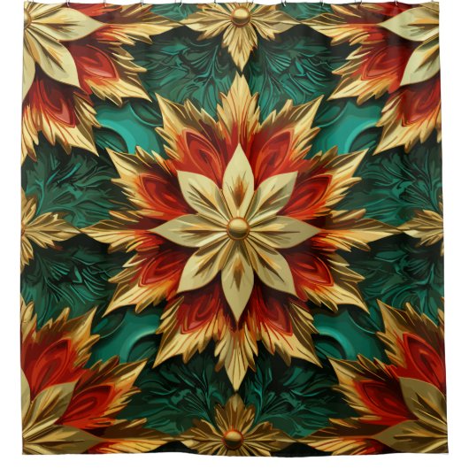 Yuletide Opulence: Goldene Weihnachtsdinge Duschvorhang (Vorderseite)