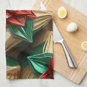 Yuletide Opulence: Goldene Weihnachtsdinge Geschirrtuch (Viertel Falte)