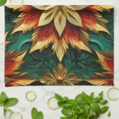 Yuletide Opulence: Goldene Weihnachtsdinge Geschirrtuch (Gefaltet)