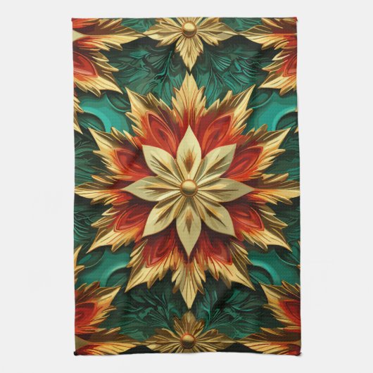 Yuletide Opulence: Goldene Weihnachtsdinge Geschirrtuch (Vertikal)