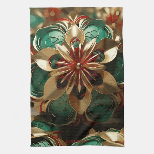 Yuletide Opulence: Goldene Weihnachtsdinge Geschirrtuch (Vertikal)