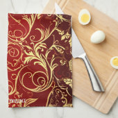 Yuletide Opulence: Goldene Weihnachtsdinge Geschirrtuch (Viertel Falte)