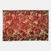 Yuletide Opulence: Goldene Weihnachtsdinge Geschirrtuch (Horizontal)