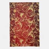 Yuletide Opulence: Goldene Weihnachtsdinge Geschirrtuch (Vertikal)