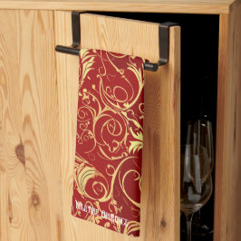 Yuletide Opulence: Goldene Weihnachtsdinge Geschirrtuch