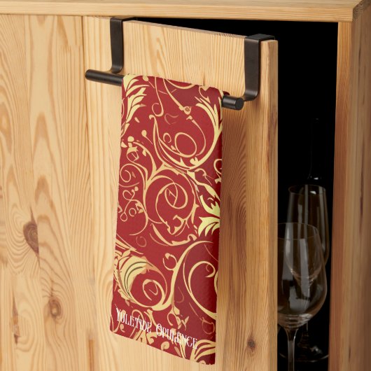 Yuletide Opulence: Goldene Weihnachtsdinge Geschirrtuch (Drittel gefaltet)