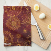 Yuletide Opulence: Goldene Weihnachtsdinge Geschirrtuch (Viertel Falte)