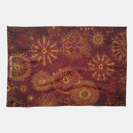 Yuletide Opulence: Goldene Weihnachtsdinge Geschirrtuch (Horizontal)