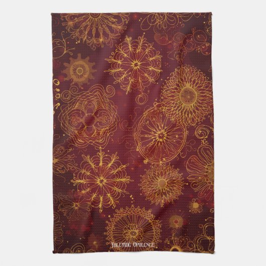 Yuletide Opulence: Goldene Weihnachtsdinge Geschirrtuch (Vertikal)