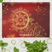 Yuletide Opulence: Goldene Weihnachtsdinge Geschirrtuch (Gefaltet)