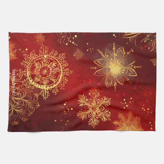 Yuletide Opulence: Goldene Weihnachtsdinge Geschirrtuch (Horizontal)