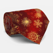 Yuletide Opulence: Goldene Weihnachtsdinge Krawatte (Gerollt)