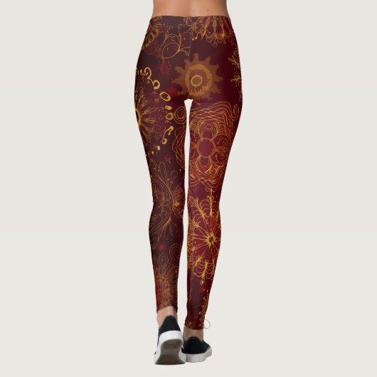 Yuletide Opulence: Goldene Weihnachtsdinge Leggings (Rückseite)