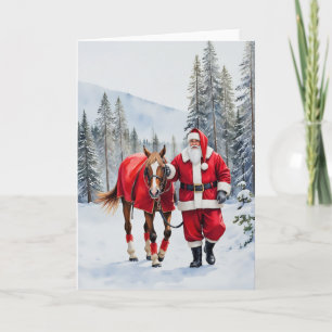 Yuletide Ride Watercolor Weihnachtsfeiertag Wester Karte