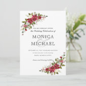 Yuletide | Weihnachts-Winter-Blumenkohl Hochzeit Einladung (Stehend Vorderseite)
