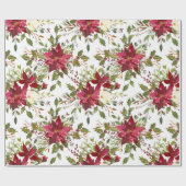Yuletide | Weihnachtsfest bei Poinsettia Beeren Geschenkpapier (Flach)
