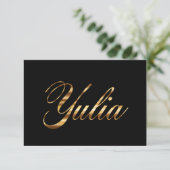 Yulia gold Design Lettering Karte (Stehend Vorderseite)